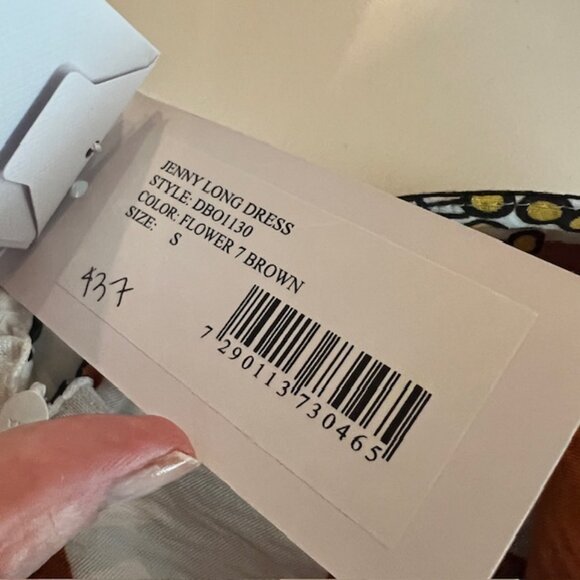 Dodo Bar Or Jenny Long Dress Brown Retro Floral Maxi Size Small - Picture 10 of 11